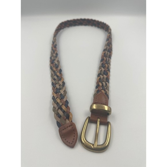 VTG Braided Leather 40" Belt Brown Brass Buckle Guatemala Boho Women's Size ML - Picture 5 of 5